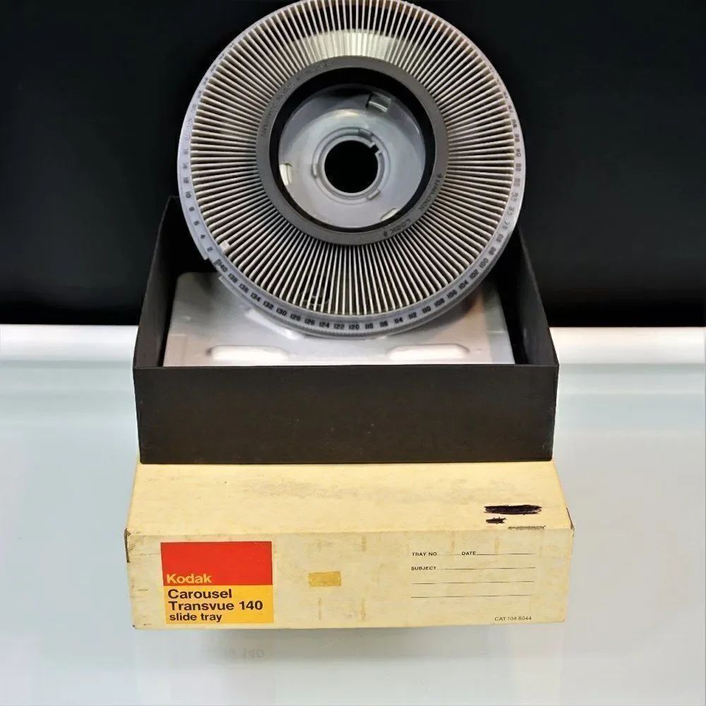 Vintage Gray Kodak Carousel Transvue 140 Slide Tray With Original Box